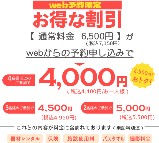 お得な割引4,000円。2,500円もお得